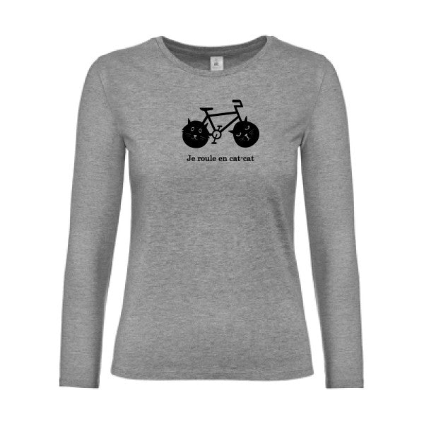 t-shirt lsl femme cat-cat-bike Sport Grey flex Noir
