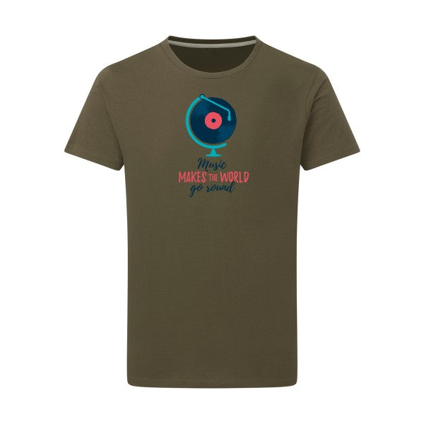 T-shirt homme Music makes the world go round - T-shirt pour les mélomanes Military Green 2XL