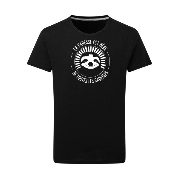 La paresse mère de sagesse Blanc -Flex Blanc sur T-shirt SG  Dark Black  4XL