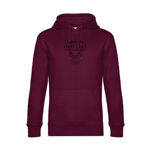 J-habite-chez-mon-chat sweat shirt original Burgundy flex Noir impression Face