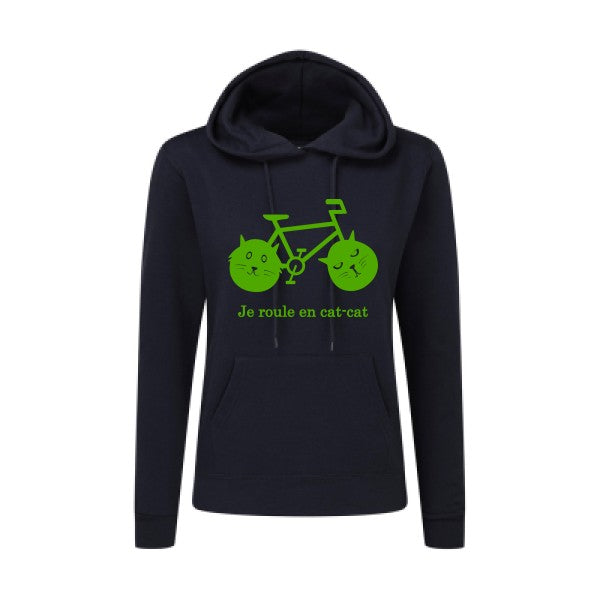 cat-cat bike Vert pomme |Sweat original à capuche Femme