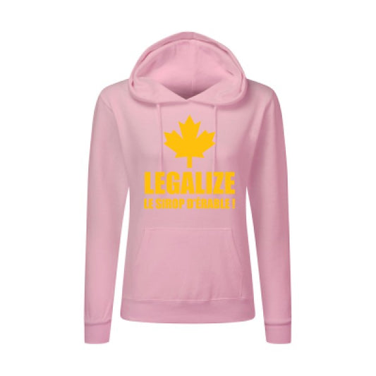 Legalize le sirop d'érable jaune Or |Sweat original à capuche Femme