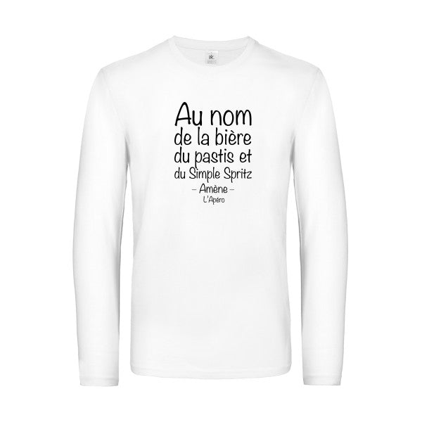 priere de l apero - t shirt- manches- longues- original- humour- White impression Face