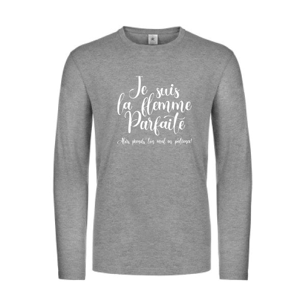la flemme parfaite - t shirt- manches- longues- original- humour- Sport Grey impression Face