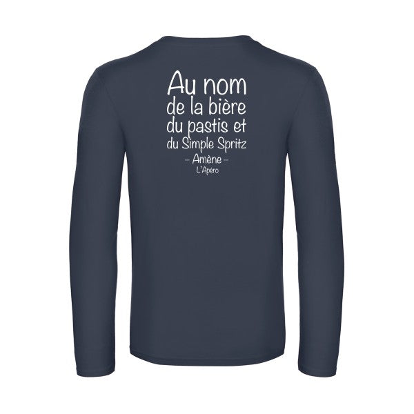 priere de l apero - t shirt- manches- longues- original- humour- Navy impression Dos