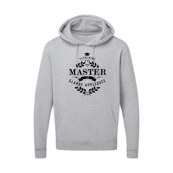 Master en glande appliquée Noir |Sweat capuche imprimé homme