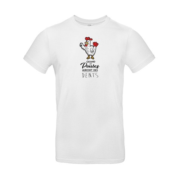 T-shirt humour original Quand Les Poules Auront Des Dents T Shirt couleur White