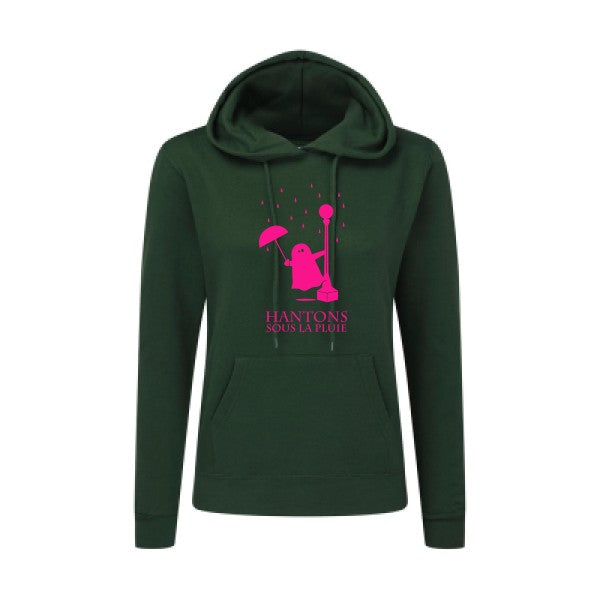 Hantons sous la pluie Rose Fluo |Sweat original à capuche Femme