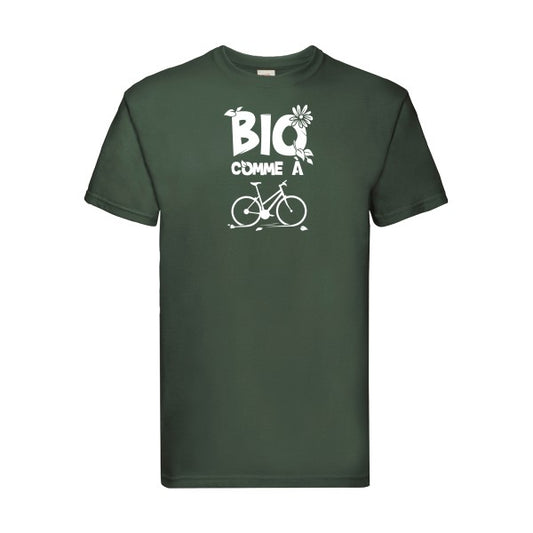 T-shirt|Bio comme un vélo |Blanc |Fruit of the loom 205  G