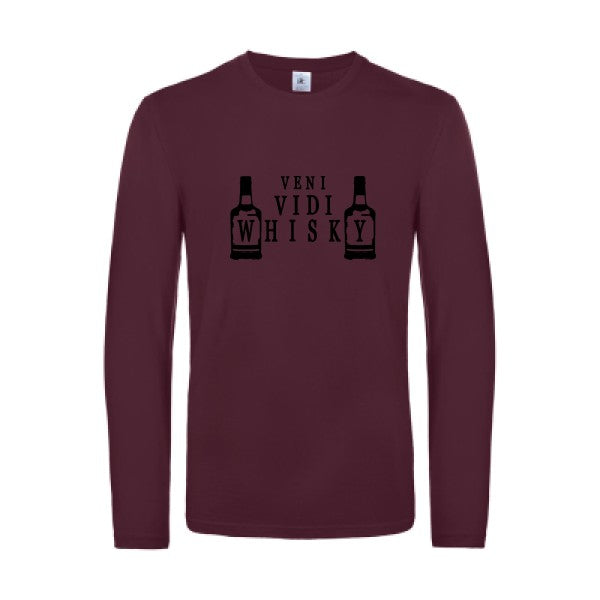 veni vidi whisky - t shirt- manches- longues- original- humour- Burgundy impression Face