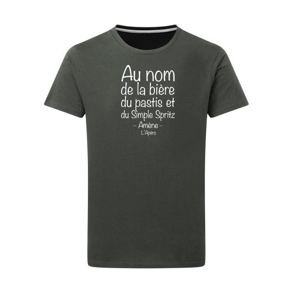 prière de l'apéro Blanc -Flex Blanc sur T-shirt SG  Charcoal  5XL