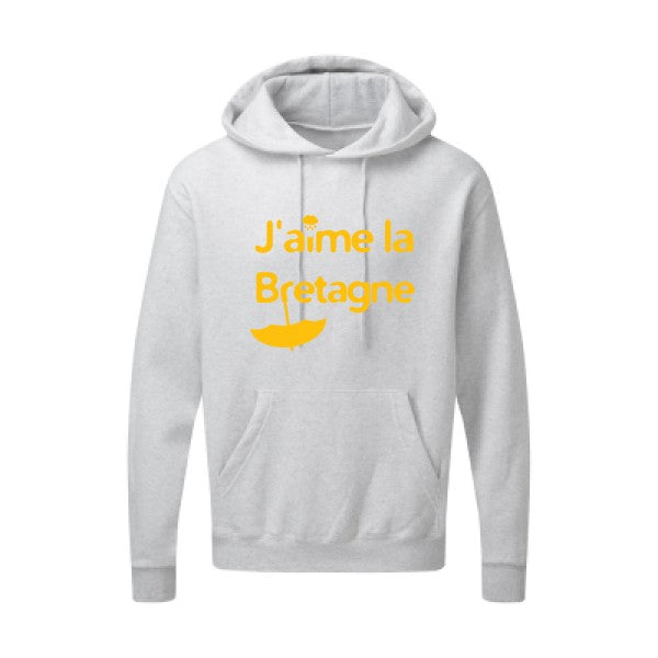 J'aime la Bretagne |Sweat  capuche humoristique jaune Or 