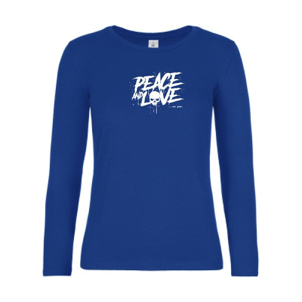 t-shirt lsl femme Peace-or-no-peace Royal Blue flex blanc