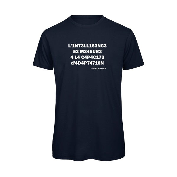 L'intelligence -Ai- t-shirt Geek- Navy Bio flex Blanc