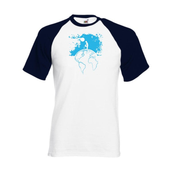 T-shirt fruit of the loom baseball  Terre  couleur White/Deep Navy