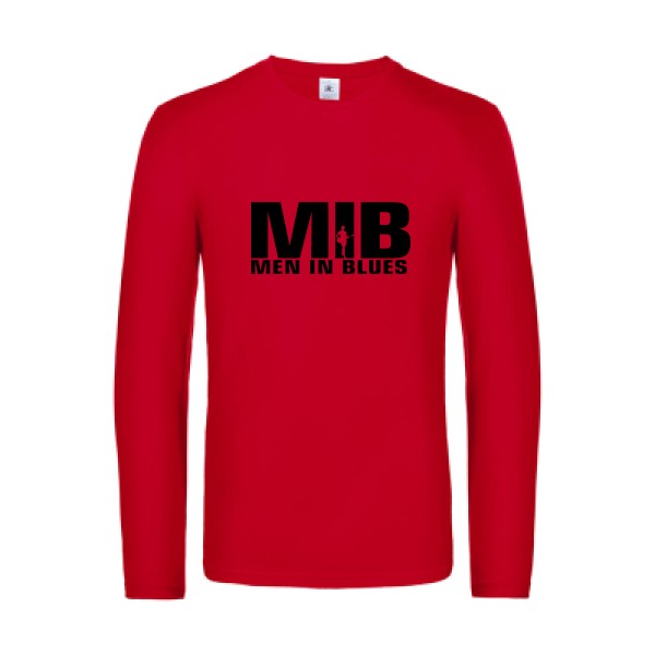 men in blues - t shirt- manches- longues- original- humour- Red impression Face