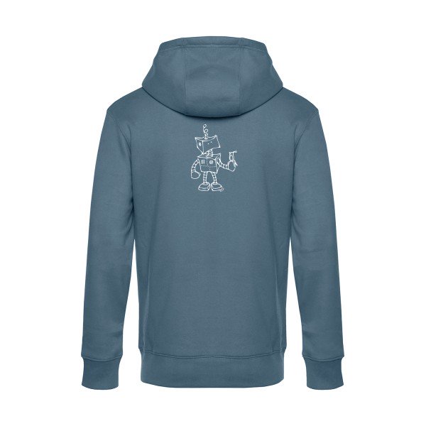 Robot-&-Bird sweat shirt original nordic blue flex Blanc impression Dos
