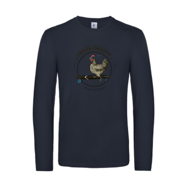 chicken-longboard-t-shirt-manches-longues-original-humour -Navy