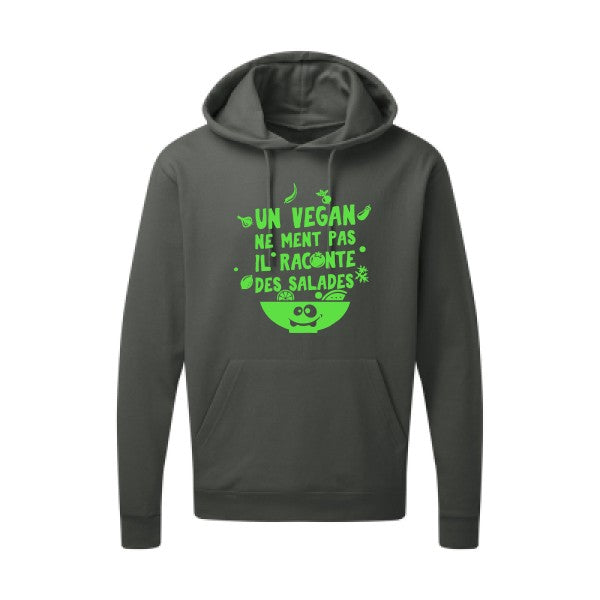 Un vegan ne ment pas Vert fluo |Sweat capuche imprimé homme