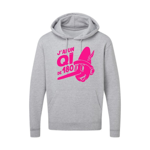 Quotient intellectuel |Sweat  capuche humoristique Rose fluo 