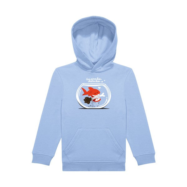 sweat capuche enfant Bleu Ciel Qui-aime-bien-chatie-bien..