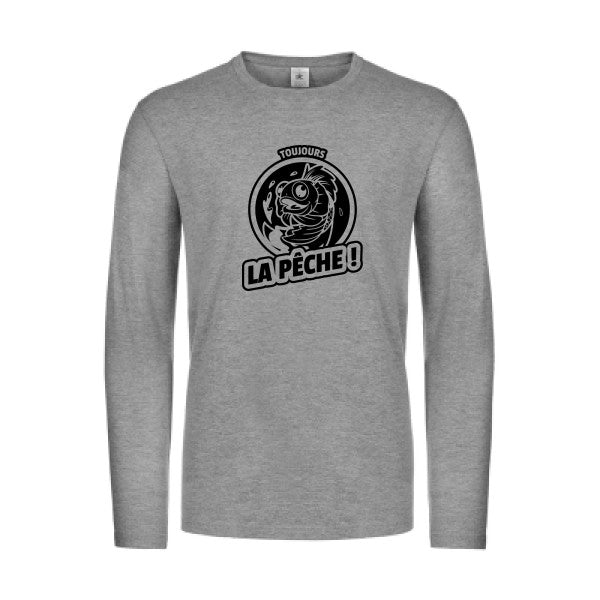 toujours la peche  - t shirt- manches- longues- original- humour- Sport Grey impression Face