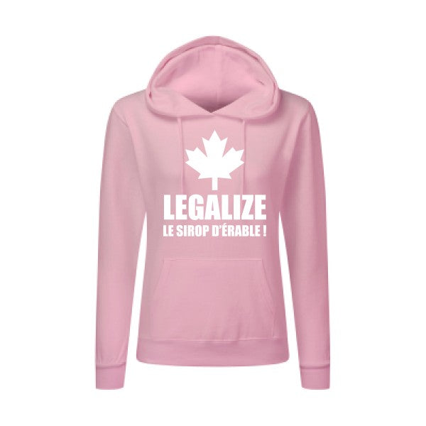 Legalize le sirop d'érable Blanc |Sweat original à capuche Femme