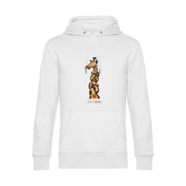1-tete-2-noeuds- Sweat à capuche original White - RueDuTeeshirt