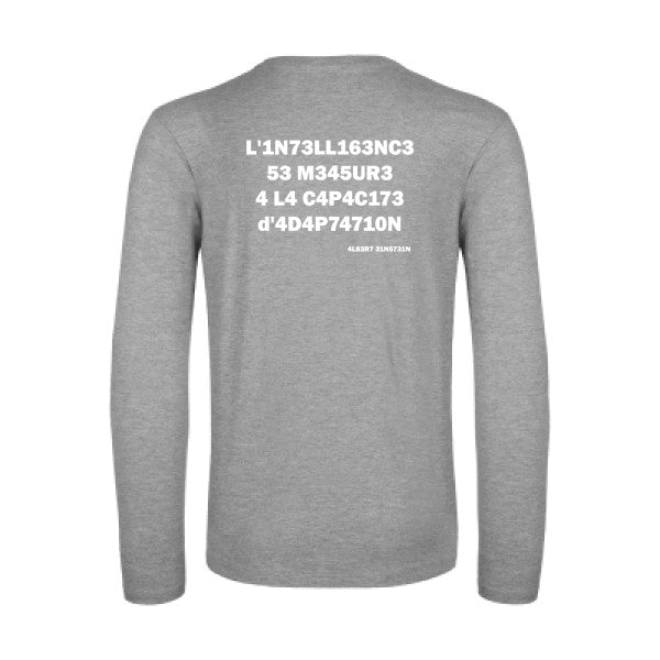 l -intelligence - t shirt- manches- longues- original- humour- Sport Grey impression Dos