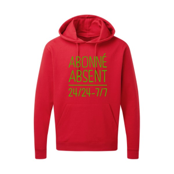 Abonné absent Vert pomme |Sweat capuche imprimé homme