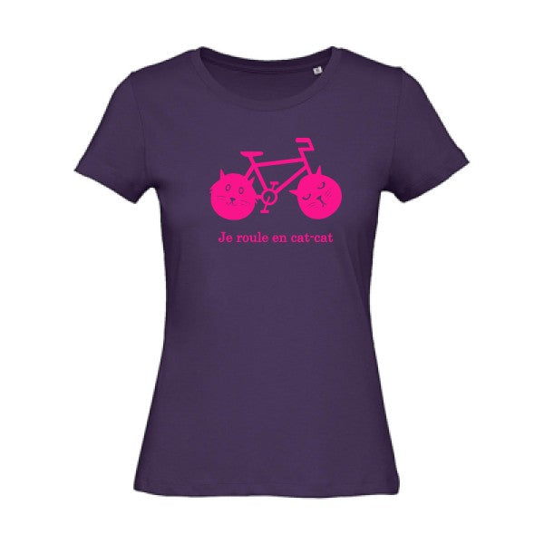 T shirt humour bio femme   femme bio|cat-cat bike Rose Fluo 