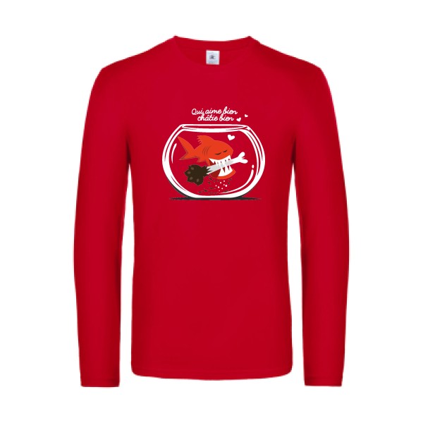 qui-aime-bien-chatie-bien..-t-shirt-manches-longues-original-humour -Red