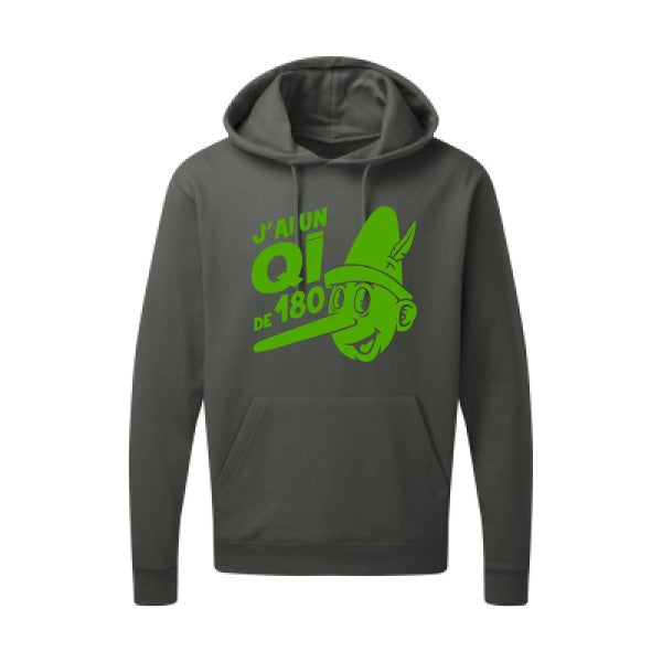 Quotient intellectuel |Sweat  capuche humoristique Vert pomme 