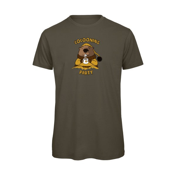 T-shirt humour original Cocooning T Shirt couleur Khaki Green