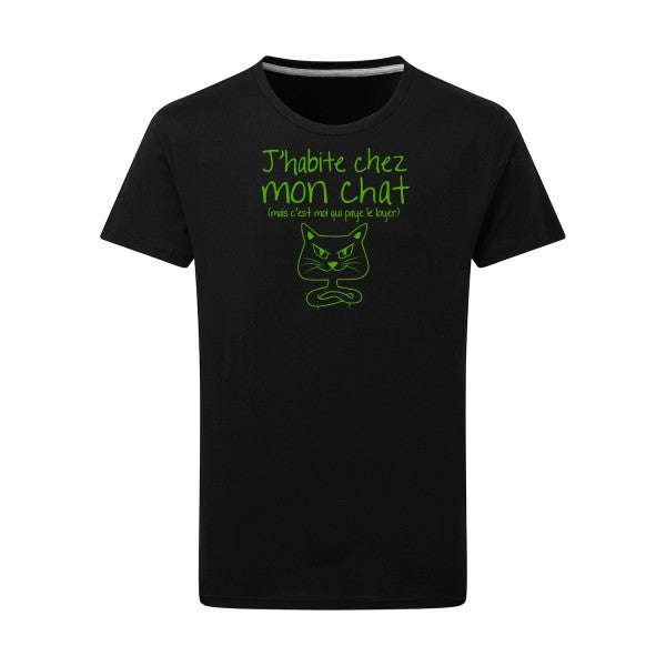 J'habite chez mon chat vert pomme -Flex vert pomme sur T-shirt SG  Dark Black  4XL