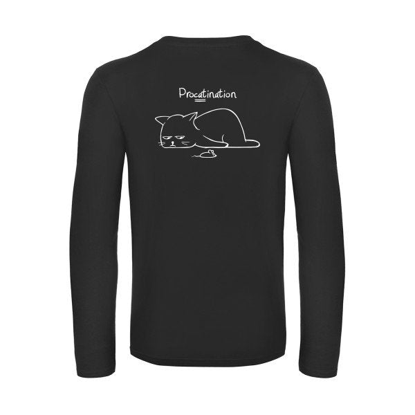 procatination - t shirt- manches- longues- original- humour- Black impression Dos