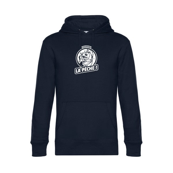 Toujours-la-peche sweat shirt original Navy Blue flex Blanc impression Face