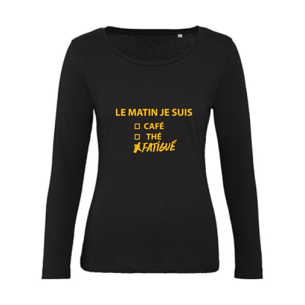 Le matin je suis... jaune Or |   T shirt manches longues femme|100% bio