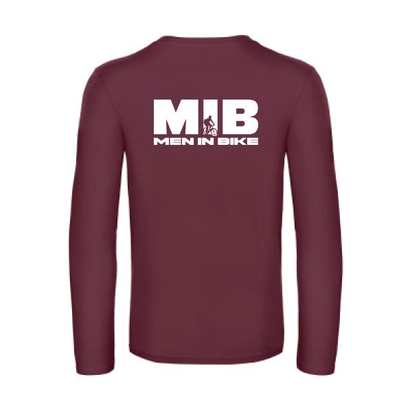 men in bike - t shirt- manches- longues- original- humour- Burgundy impression Dos