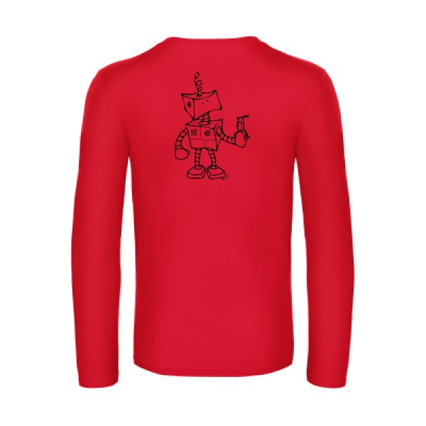 robot & bird - t shirt- manches- longues- original- humour- Red impression Dos
