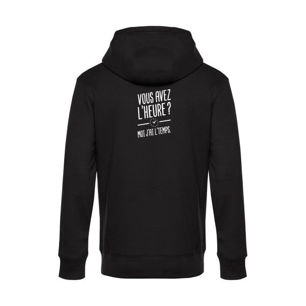 Vous-avez-l-heure?-Moi-j-ai-l-temps. sweat shirt original Black flex Blanc impression Dos
