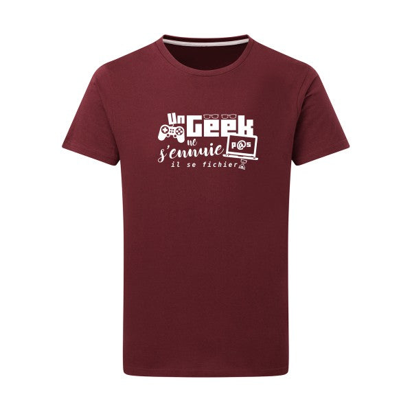 Un geek ne s'ennuie pas - Flex Blanc Tshirt original Burgundy  2XL