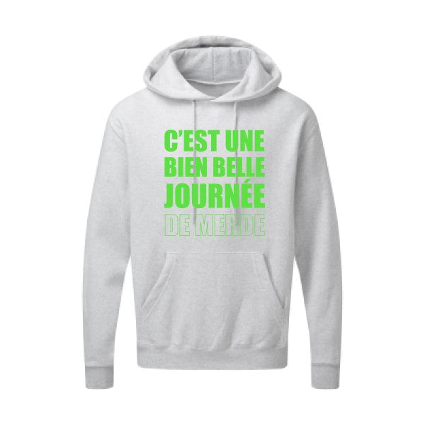 Journée de m... Vert fluo |Sweat capuche imprimé homme