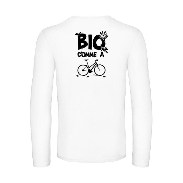 bio comme un velo - t shirt- manches- longues- original- humour- White impression Dos