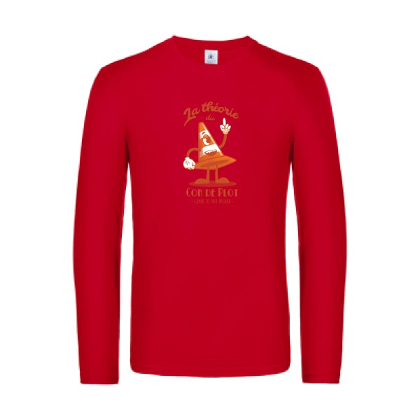theorie-du-con-de-plot-t-shirt-manches-longues-original-humour -Red