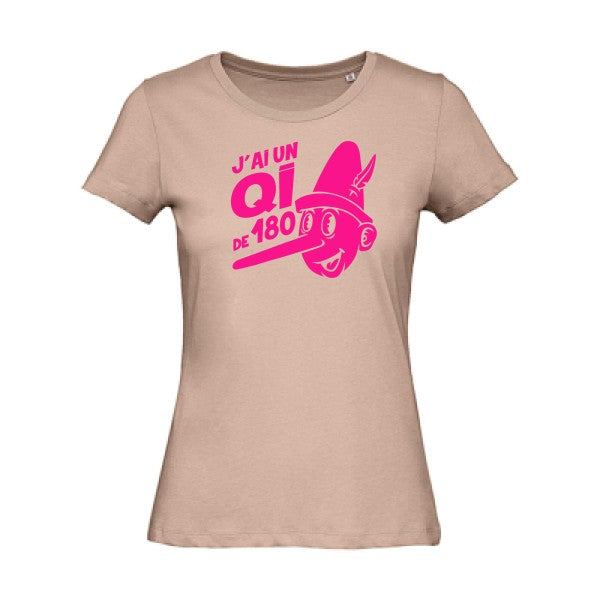 T shirt humour bio femme   femme bio|Quotient intellectuel Rose Fluo 