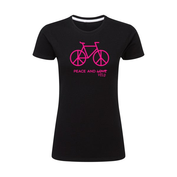 Peace and vélo Rose Fluo |T shirt original femme|SG