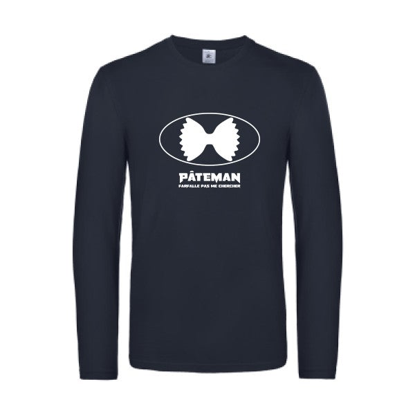 pateman - t shirt- manches- longues- original- humour- Navy impression Face