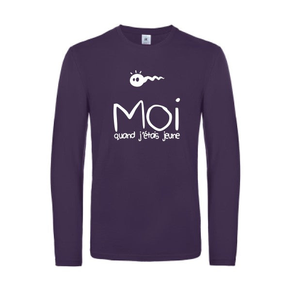 moi quand j etais jeune - t shirt- manches- longues- original- humour- Urban Purple impression Face