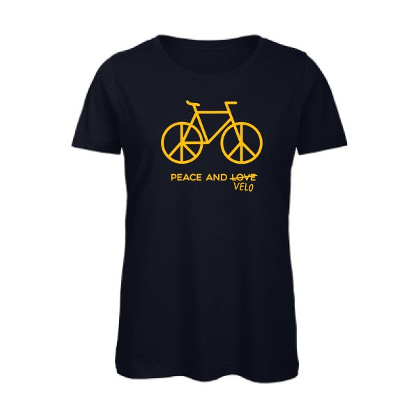 T shirt humour bio femme   femme bio|Peace and vÃ©lo jaune Or 